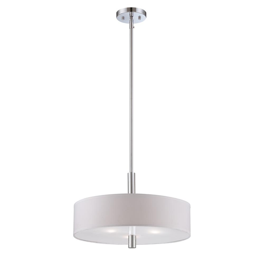 Designers Fountain 84531-CH Pendant in Chrome (White Opal Glass or White Fabric Shades Glass)